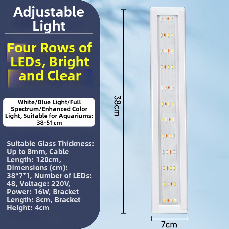 Akvarijné LED svetlo - vysoký jas, vodeodolné, plné spektrum, svetlo pre vodné rastliny, teleskopický stojan, ochrana očí