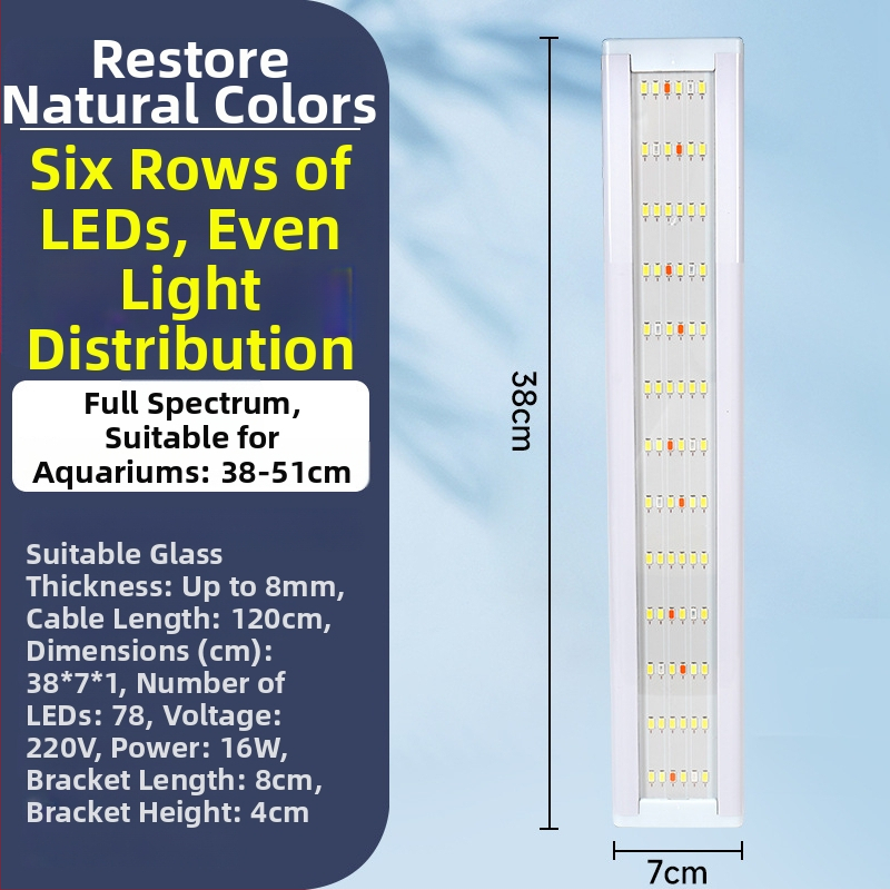 Akvarijné LED svetlo - vysoký jas, vodeodolné, plné spektrum, svetlo pre vodné rastliny, teleskopický stojan, ochrana očí