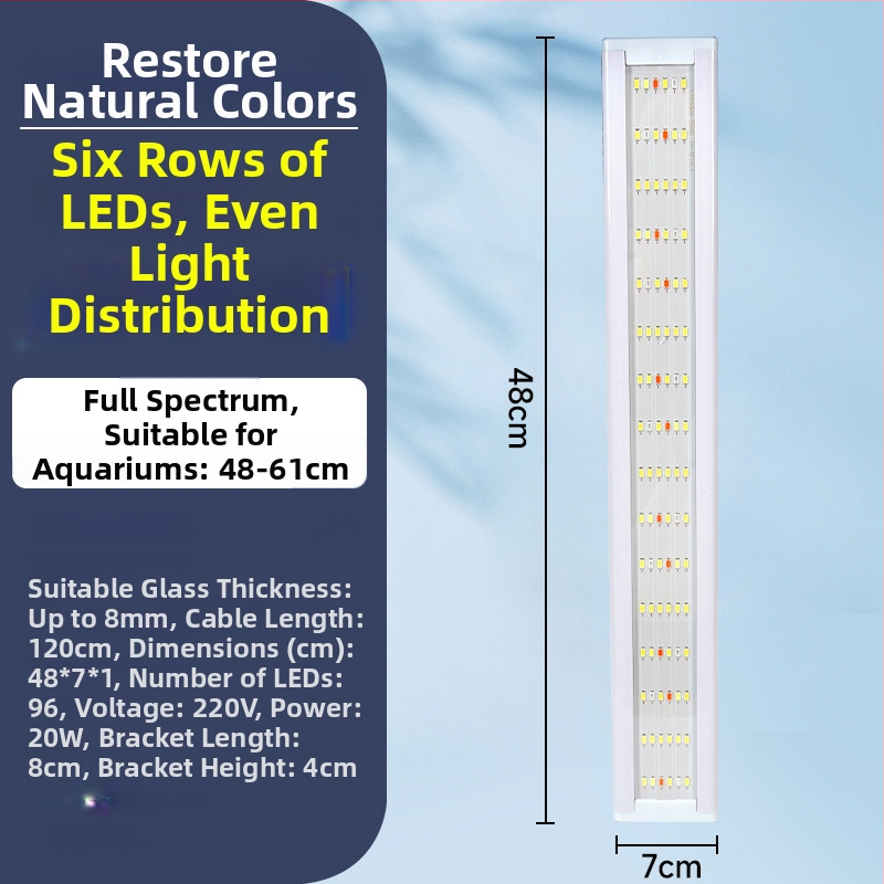 Akvarijné LED svetlo - vysoký jas, vodeodolné, plné spektrum, svetlo pre vodné rastliny, teleskopický stojan, ochrana očí