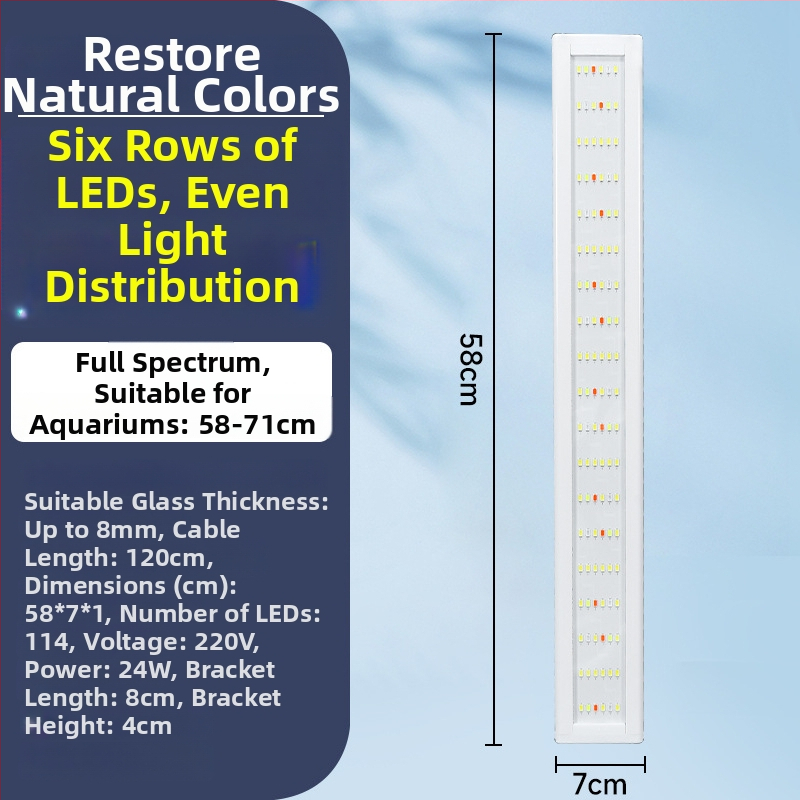 Akvarijné LED svetlo - vysoký jas, vodeodolné, plné spektrum, svetlo pre vodné rastliny, teleskopický stojan, ochrana očí