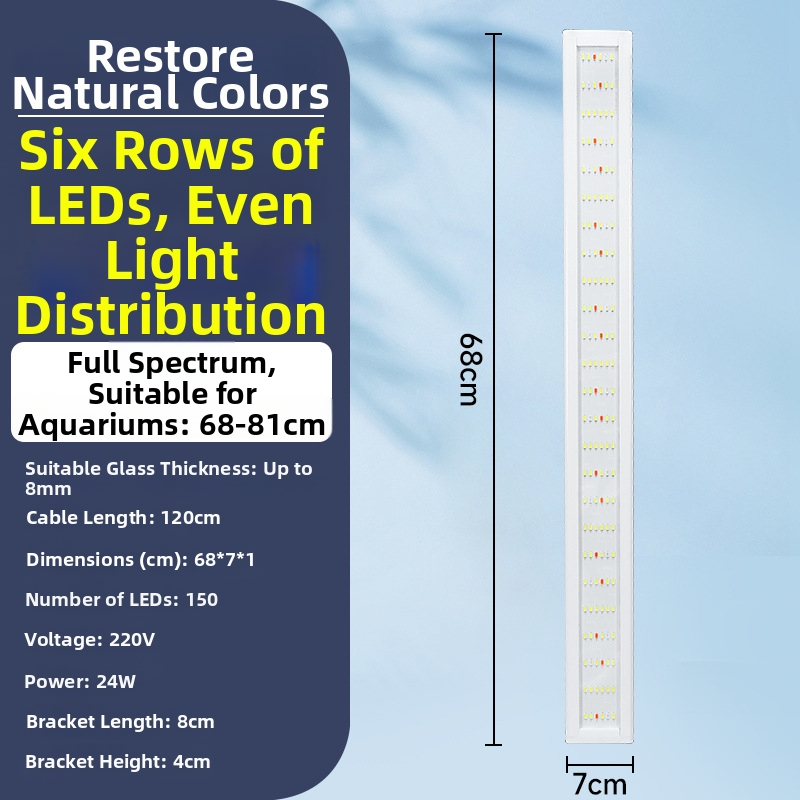 Akvarijné LED svetlo - vysoký jas, vodeodolné, plné spektrum, svetlo pre vodné rastliny, teleskopický stojan, ochrana očí