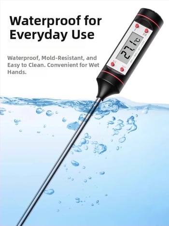 Επαγγελματικό θερμόμετρο φαγητού με ψηφιακή οθόνη – ανιχνευτής μέτρησης θερμοκρασίας νερού και λαδιού, υψηλή ακρίβεια