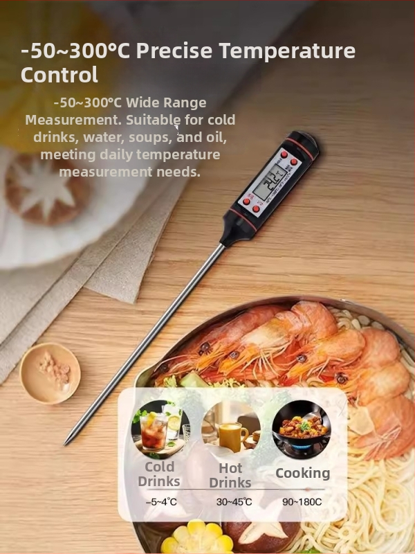 Επαγγελματικό θερμόμετρο φαγητού με ψηφιακή οθόνη – ανιχνευτής μέτρησης θερμοκρασίας νερού και λαδιού, υψηλή ακρίβεια