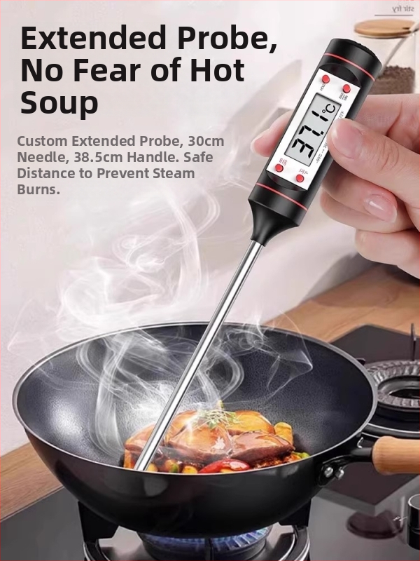 Επαγγελματικό θερμόμετρο φαγητού με ψηφιακή οθόνη – ανιχνευτής μέτρησης θερμοκρασίας νερού και λαδιού, υψηλή ακρίβεια