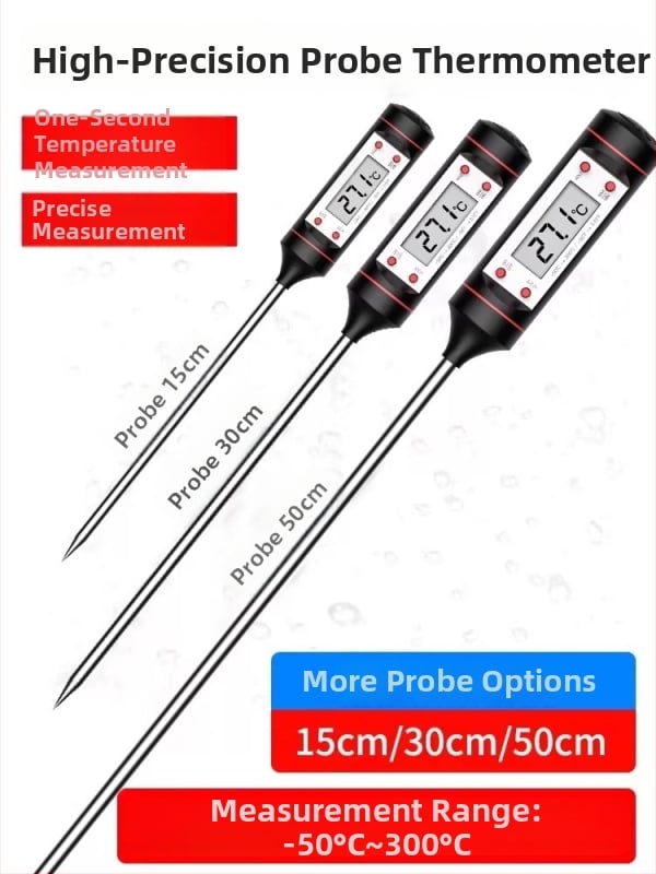 Επαγγελματικό θερμόμετρο φαγητού με ψηφιακή οθόνη – ανιχνευτής μέτρησης θερμοκρασίας νερού και λαδιού, υψηλή ακρίβεια