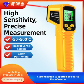 Ručný IR teplomer pre priemyselné použitie, odozva 0,5 s, napájaný batériami 2×1,5 V