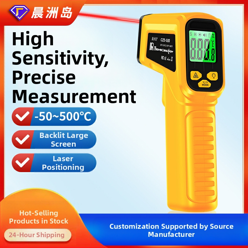 Ručný IR teplomer pre priemyselné použitie, odozva 0,5 s, napájaný batériami 2×1,5 V