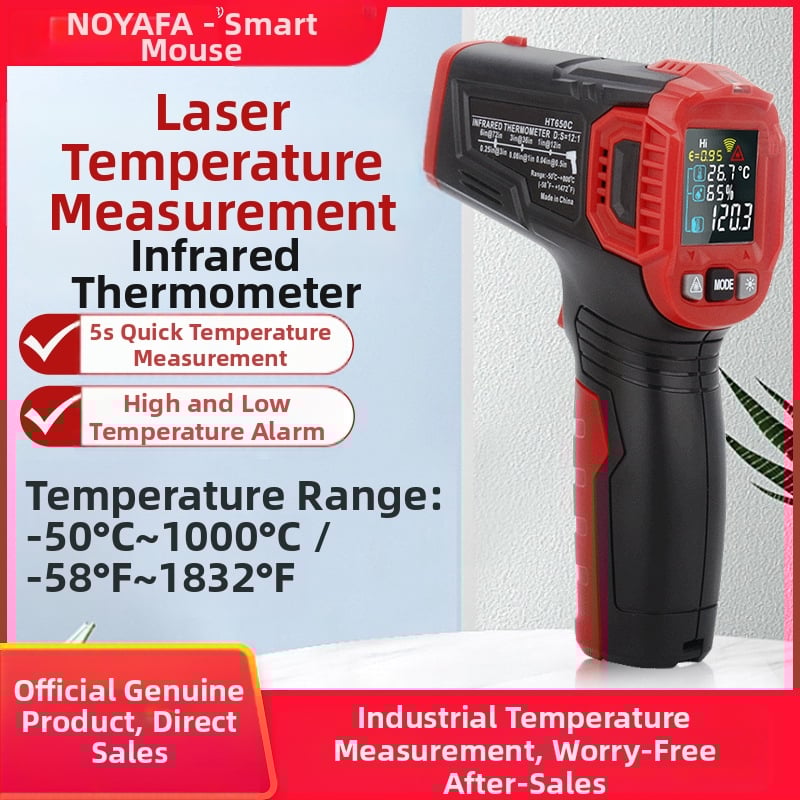 Bezdotykový infračervený teploměr pre priemyselné objekty HT650C | HD displej | odozva 0,5 s | Batéria: 2× AAA