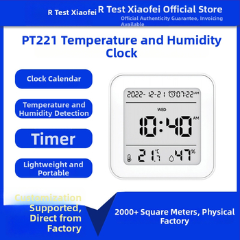 Viacfunkčný hygromometer budík s kalendárom pre deti — napája sa 2× AAA batériami; presnosť teploty ±1°C; presnosť vlhkosti ±5%