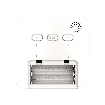 Viacfunkčný hygromometer budík s kalendárom pre deti — napája sa 2× AAA batériami; presnosť teploty ±1°C; presnosť vlhkosti ±5%