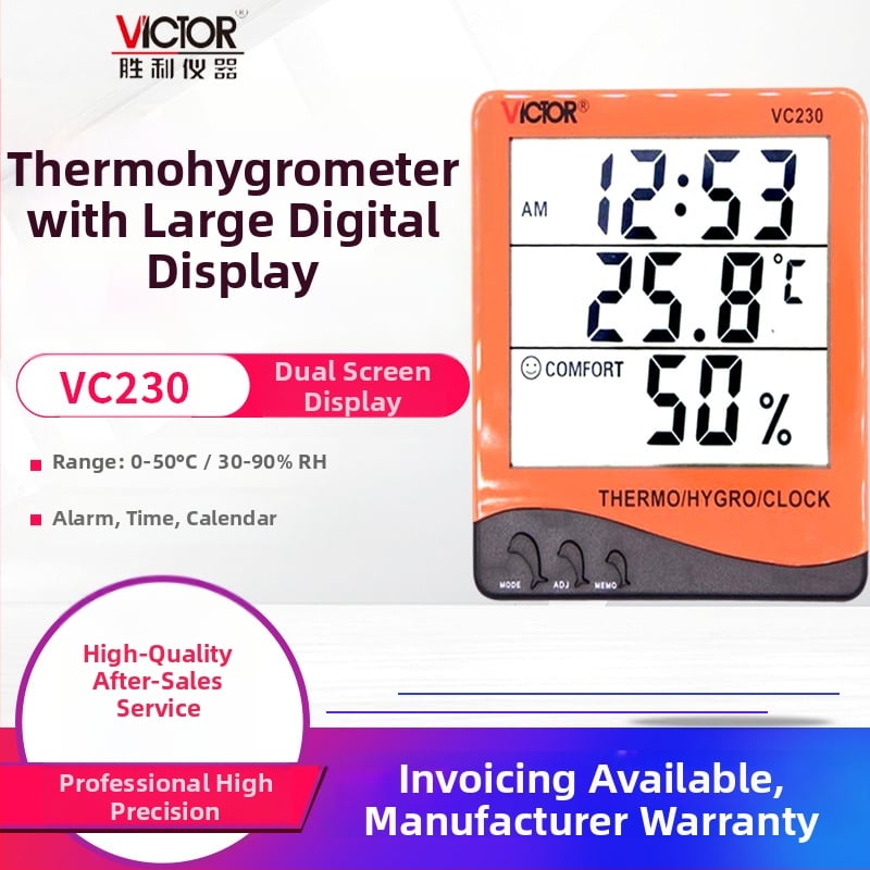 Teplotno-hygrometr s budíkom a kalendárom VC230/VC230A/VC330, meranie 0-50°C, 30-90% RH, rozlíšenie 0,1