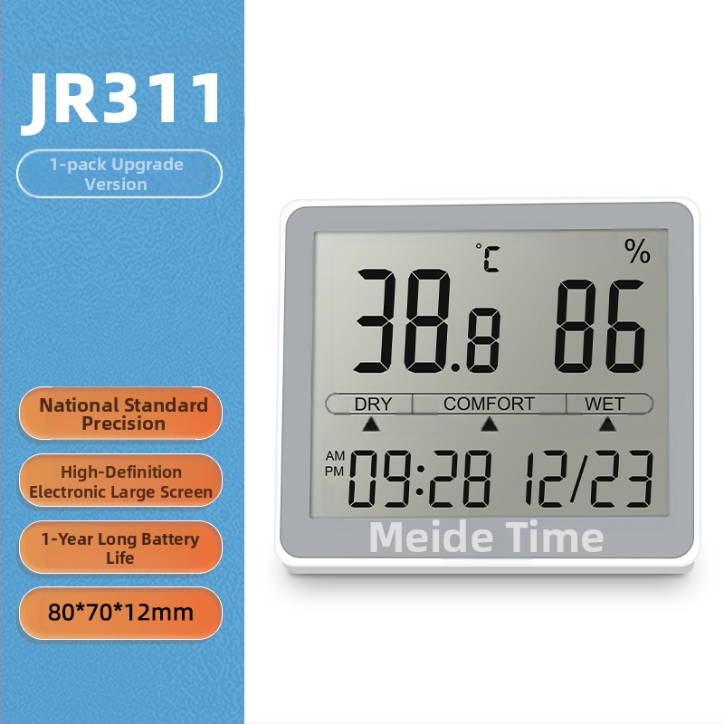 JR311 Teplota a vlhkosť – Digitálny displej, 1,5V tlačidlová batéria, Monitorovanie domáceho prostredia