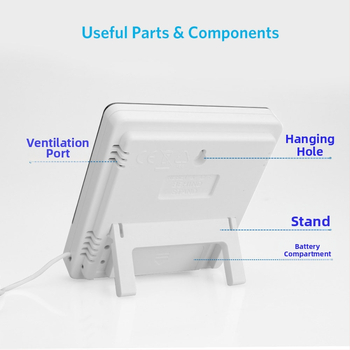 Teplomerač pre vnútornú/vonkajšiu teplotu a vnútornú vlhkosť — presnosť teploty ±1°C, presnosť vlhkosti ±5%, napájanie batériou typu 7