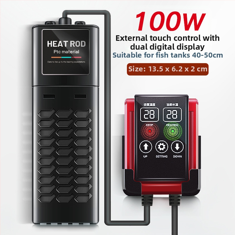 PTC vykurovacia tyč pre akvárium s automatickou reguláciou teploty a inteligentným riadením s frekvencioureguláciou, Einas, 50-1200W