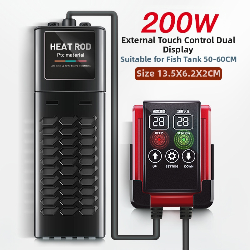 PTC vykurovacia tyč pre akvárium s automatickou reguláciou teploty a inteligentným riadením s frekvencioureguláciou, Einas, 50-1200W
