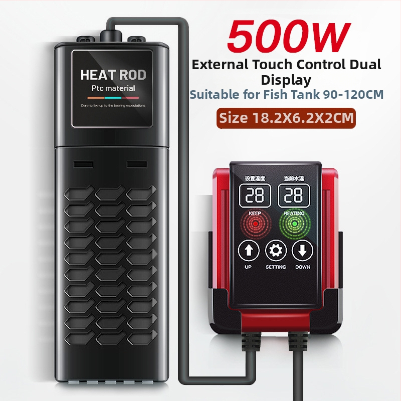 PTC vykurovacia tyč pre akvárium s automatickou reguláciou teploty a inteligentným riadením s frekvencioureguláciou, Einas, 50-1200W