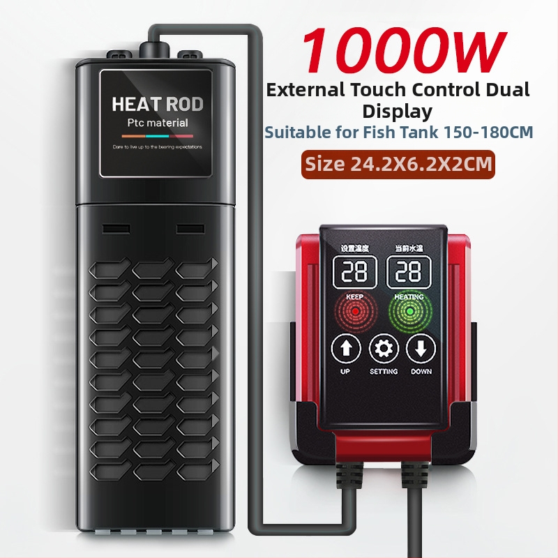 PTC vykurovacia tyč pre akvárium s automatickou reguláciou teploty a inteligentným riadením s frekvencioureguláciou, Einas, 50-1200W