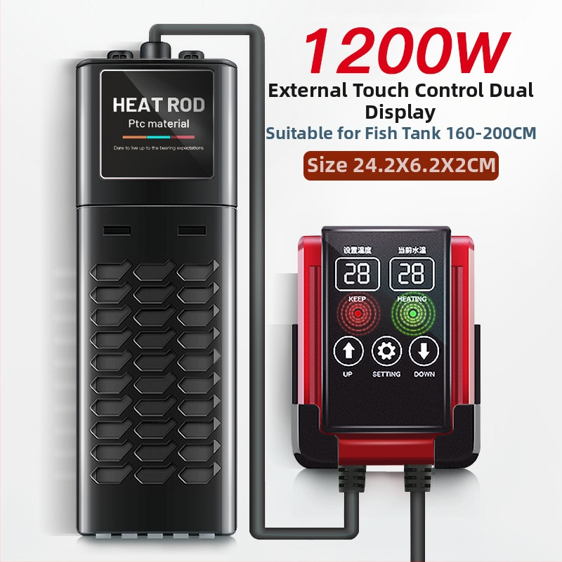 PTC vykurovacia tyč pre akvárium s automatickou reguláciou teploty a inteligentným riadením s frekvencioureguláciou, Einas, 50-1200W