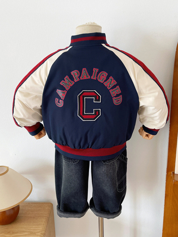 Unisex detská bunda s písmenkovým vzorom, kórejský štýl, 100% polyester, zips