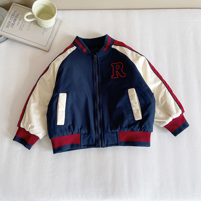 Unisex detská bunda s písmenkovým vzorom, kórejský štýl, 100% polyester, zips