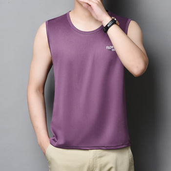 Pánska bezrukávová rýchloschnúca vesta s okrúhlym výstrihom, sieťovaná priedušná tkanina, 100% polyester, stredná hmotnosť 141-160 g/m2, celoročne