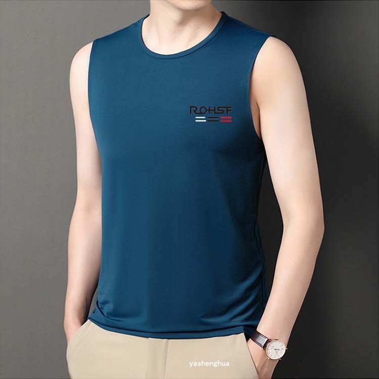 Pánska bezrukávová rýchloschnúca vesta s okrúhlym výstrihom, sieťovaná priedušná tkanina, 100% polyester, stredná hmotnosť 141-160 g/m2, celoročne