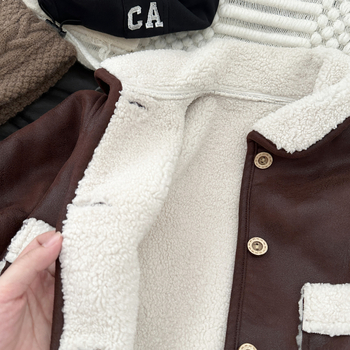 Detská bunda s fleecovou podšívkou, teplá, korejský štýl, unisex, krátky strih