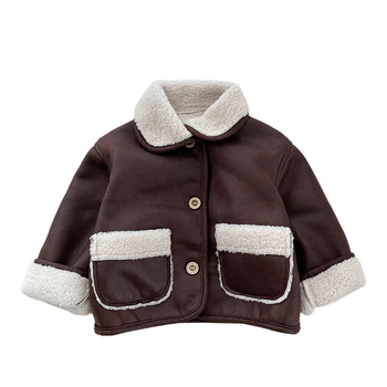 Detská bunda s fleecovou podšívkou, teplá, korejský štýl, unisex, krátky strih