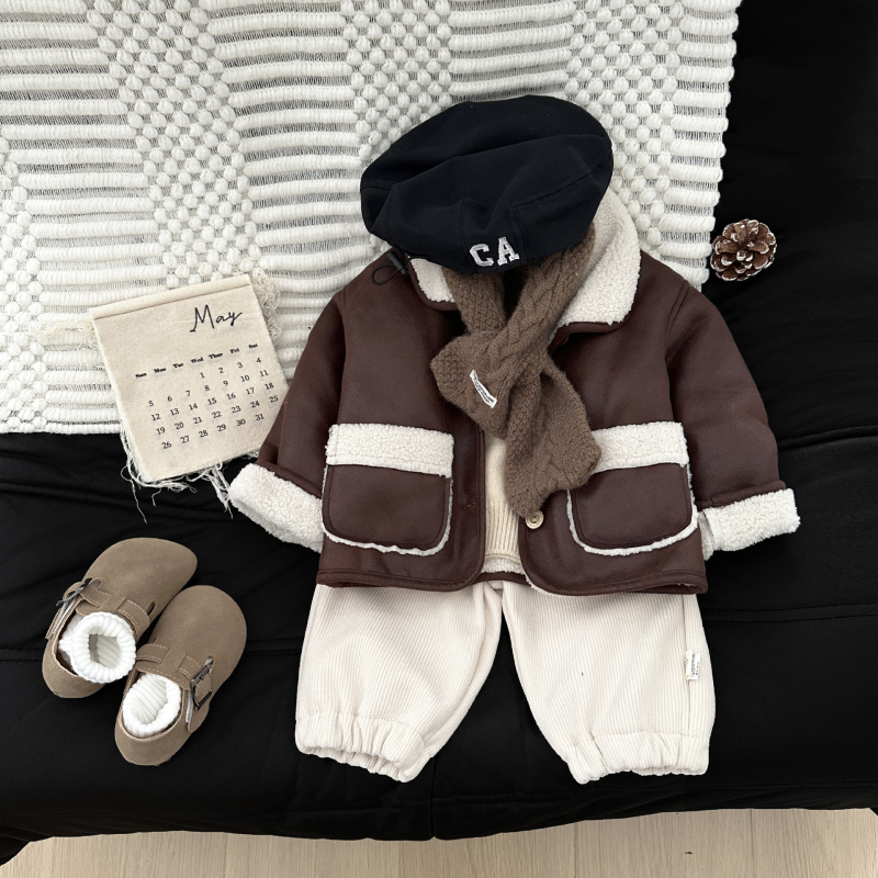 Detská bunda s fleecovou podšívkou, teplá, korejský štýl, unisex, krátky strih