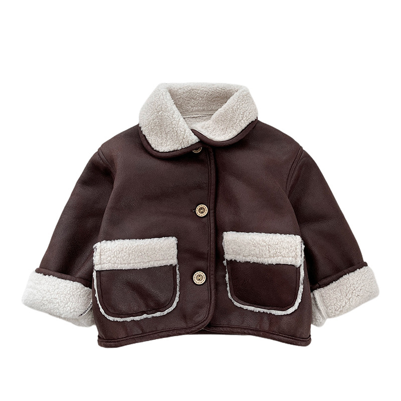 Detská bunda s fleecovou podšívkou, teplá, korejský štýl, unisex, krátky strih