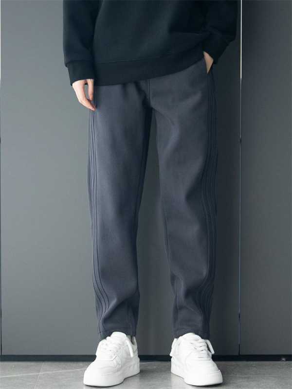 Pánske športové nohavice — rovný strih, voľný strih, sametová látka, Cupro vlákna, zimné