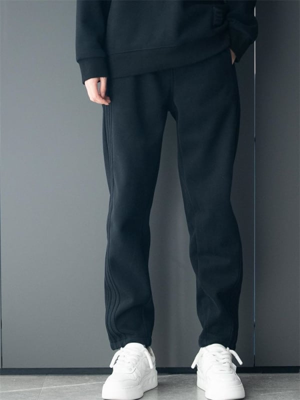 Pánske športové nohavice — rovný strih, voľný strih, sametová látka, Cupro vlákna, zimné
