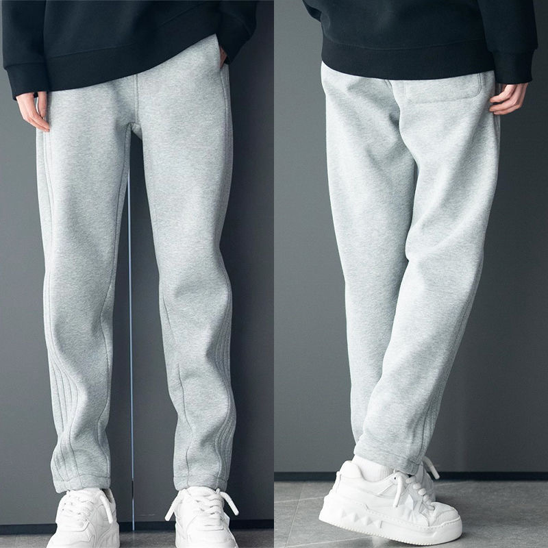 Pánske športové nohavice — rovný strih, voľný strih, sametová látka, Cupro vlákna, zimné