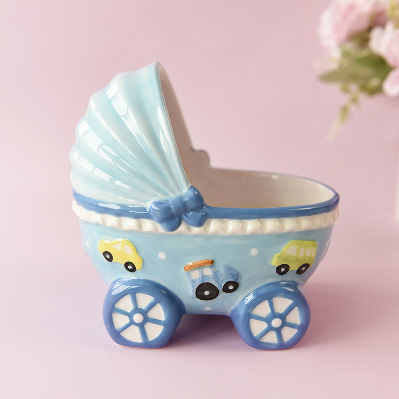 Kreatívna keramická ozdoba kočíka pre bábätká — stolová ozdoba s úložiskom na šperky pre malé domáce zvieratá (Materiál: keramika; Kategória: Doplnky pre domáce zvieratá; Importované: Nie)