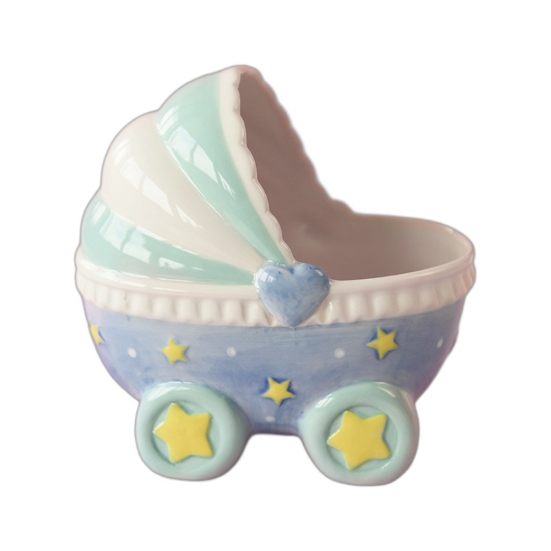 Kreatívna keramická ozdoba kočíka pre bábätká — stolová ozdoba s úložiskom na šperky pre malé domáce zvieratá (Materiál: keramika; Kategória: Doplnky pre domáce zvieratá; Importované: Nie)