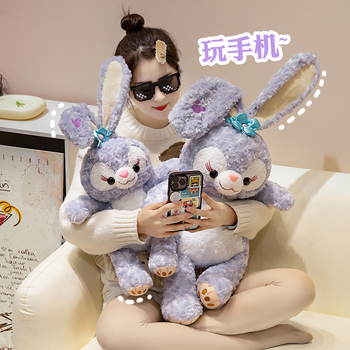 Păpușă pluș iepuraș - umplutură PP bumbac, pluș catifea roz, personalizabil după desen, brand YH, potrivit pentru 7–14 ani