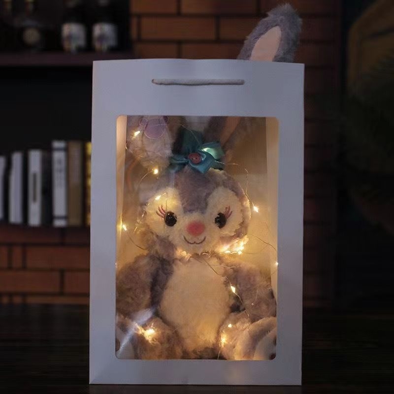 Păpușă pluș iepuraș - umplutură PP bumbac, pluș catifea roz, personalizabil după desen, brand YH, potrivit pentru 7–14 ani