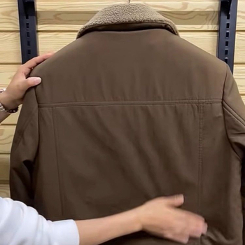 Jachetă de iarnă pentru bărbați, căptușită cu fleece, guler rever, croială liberă, culoare solidă