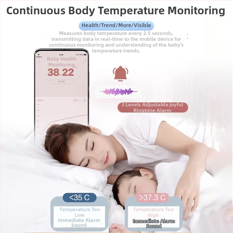 Inteligentný teplomer pre deti – meranie teploty v reálnom čase s alarmom na horúčku, kompatibilný s Androidom, hmotnosť 80 g