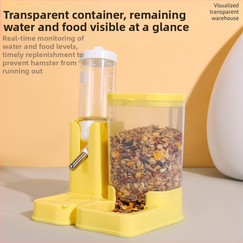 Sada pre hamster: plastová fľaša na vodu, miska na jedlo a úkryt — 2 v 1 proti úniku, plast, Číslo produktu 937408597772