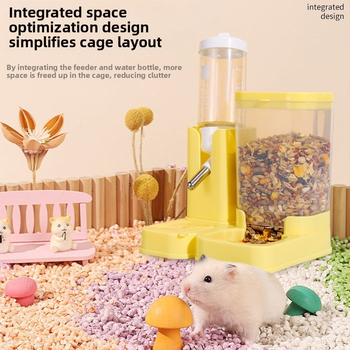 Sada pre hamster: plastová fľaša na vodu, miska na jedlo a úkryt — 2 v 1 proti úniku, plast, Číslo produktu 937408597772