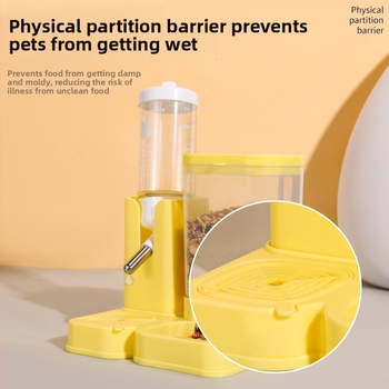 Sada pre hamster: plastová fľaša na vodu, miska na jedlo a úkryt — 2 v 1 proti úniku, plast, Číslo produktu 937408597772