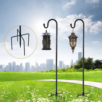 Cârlig din fier în stil cioban, lanternă solară pentru exterior și hrănitoare pentru păsări