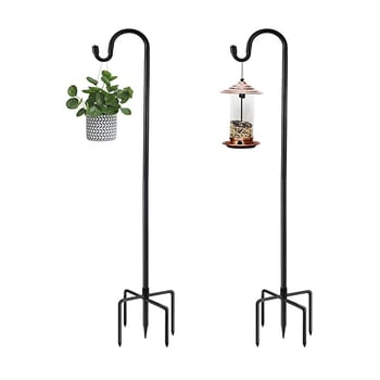 Cârlig din fier în stil cioban, lanternă solară pentru exterior și hrănitoare pentru păsări