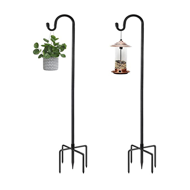 Cârlig din fier în stil cioban, lanternă solară pentru exterior și hrănitoare pentru păsări