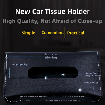 Guowei kožená krabička na vreckovky do auta pre slnečnú clonu, lakťovú opierku a palubnú dosku – prispôsobiteľný vnútorný doplnok