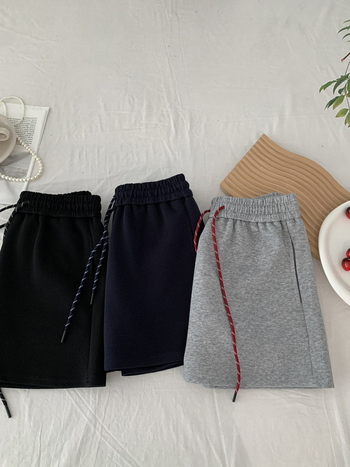 A-líniová sukňa so sťahovacou šnúrkou a elastickým pásom, bavlnená zmes 50–70%, japonsko-kórejský uvoľnený štýl