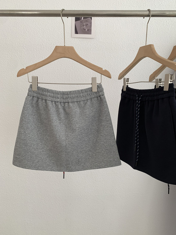 A-líniová sukňa so sťahovacou šnúrkou a elastickým pásom, bavlnená zmes 50–70%, japonsko-kórejský uvoľnený štýl