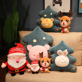 Perne decor pluş cu Moș Crăciun și ren pentru brad, cu umplutură PP bumbac; pluș de înaltă calitate; Categoria: articole din pluș; Tip model: Altul
