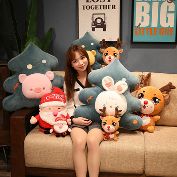 Perne decor pluş cu Moș Crăciun și ren pentru brad, cu umplutură PP bumbac; pluș de înaltă calitate; Categoria: articole din pluș; Tip model: Altul